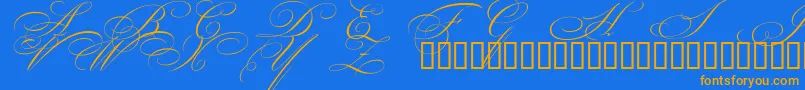 BeautifulCapsEsSwashCapitals Font – Orange Fonts on Blue Background