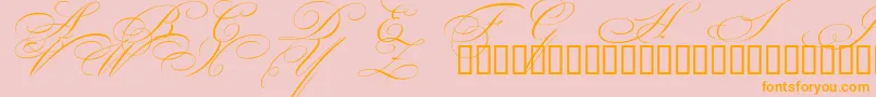 Fonte BeautifulCapsEsSwashCapitals – fontes laranjas em um fundo rosa