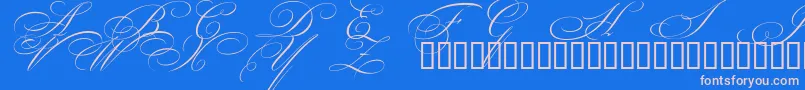 BeautifulCapsEsSwashCapitals-Schriftart – Rosa Schriften auf blauem Hintergrund