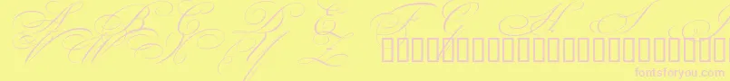 BeautifulCapsEsSwashCapitals-Schriftart – Rosa Schriften auf gelbem Hintergrund