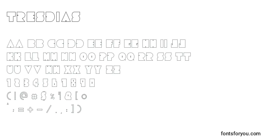 Fuente Tresdias - alfabeto, números, caracteres especiales