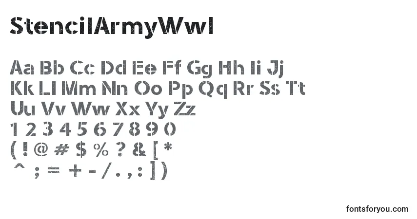 Czcionka StencilArmyWwI – alfabet, cyfry, specjalne znaki