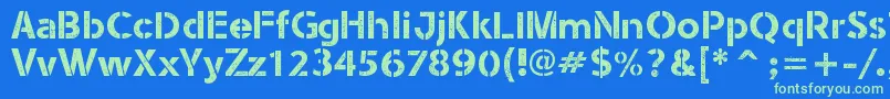 StencilArmyWwI Font – Green Fonts on Blue Background