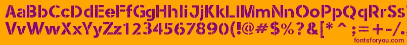 StencilArmyWwI Font – Purple Fonts on Orange Background