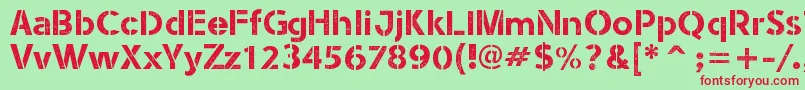 StencilArmyWwI Font – Red Fonts on Green Background