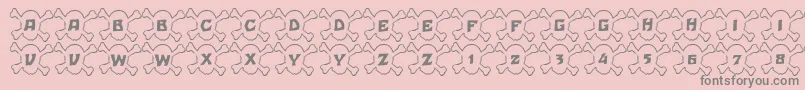 フォント101SkullBonez – ピンクの背景に灰色の文字