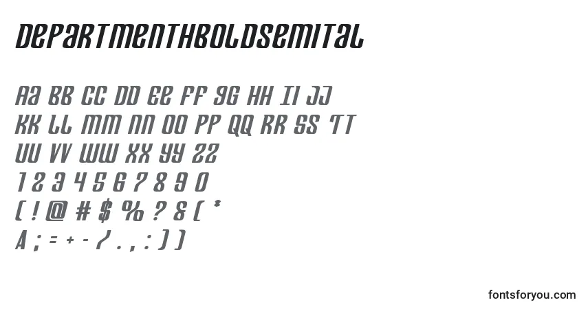 A fonte Departmenthboldsemital – alfabeto, números, caracteres especiais