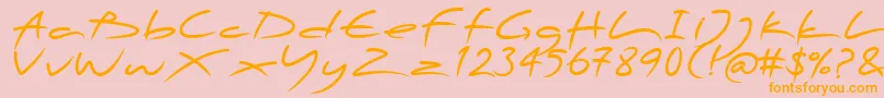 PfscandalproDisplaybold-Schriftart – Orangefarbene Schriften auf rosa Hintergrund