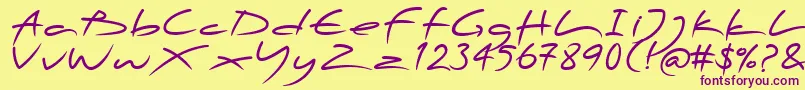 PfscandalproDisplaybold-Schriftart – Violette Schriften auf gelbem Hintergrund