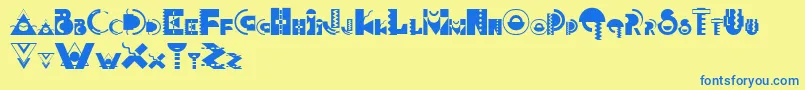 MemphisDisplay-Schriftart – Blaue Schriften auf gelbem Hintergrund