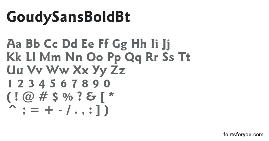 Шрифт GoudySansBoldBt – алфавит, цифры, специальные символы