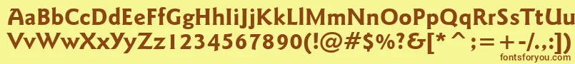 フォントGoudySansBoldBt – 茶色の文字が黄色の背景にあります。