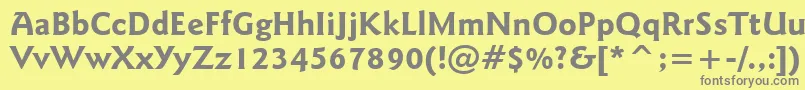 フォントGoudySansBoldBt – 黄色の背景に灰色の文字