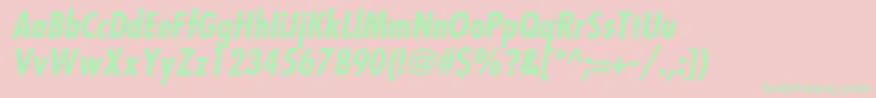FuturastdCondensedboldobl Font – Green Fonts on Pink Background