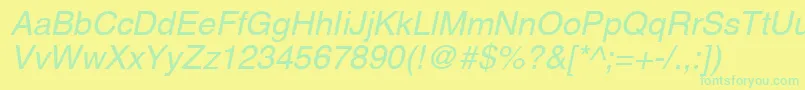Fonte AghelveticacyrOblique – fontes verdes em um fundo amarelo