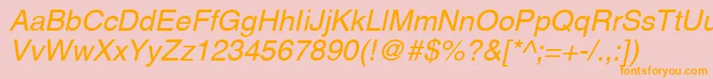フォントAghelveticacyrOblique – オレンジの文字がピンクの背景にあります。