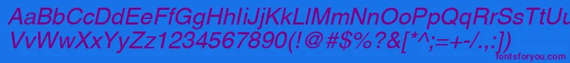 AghelveticacyrOblique-Schriftart – Violette Schriften auf blauem Hintergrund