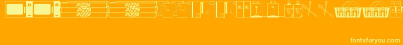 TheseFoolishDingsJl-Schriftart – Gelbe Schriften auf orangefarbenem Hintergrund