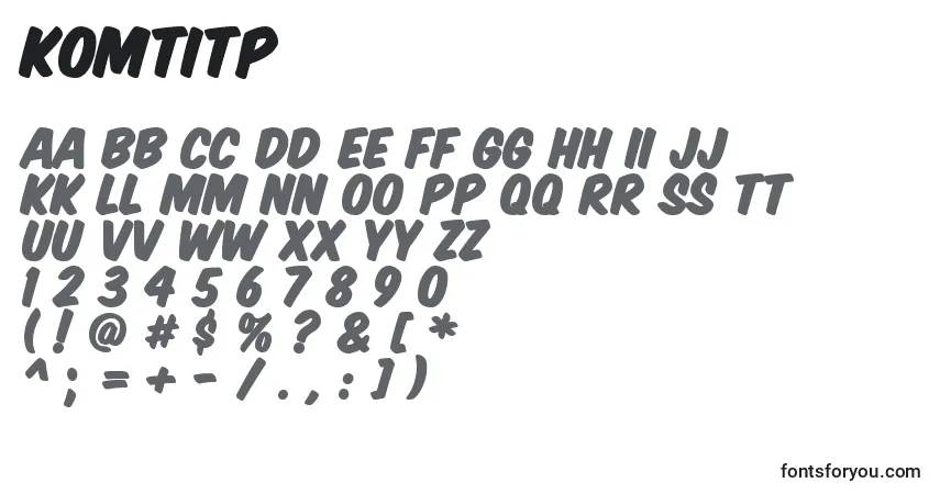 Schriftart Komtitp – Alphabet, Zahlen, spezielle Symbole