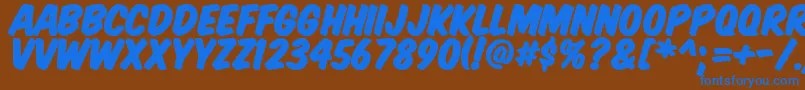 Komtitp Font – Blue Fonts on Brown Background