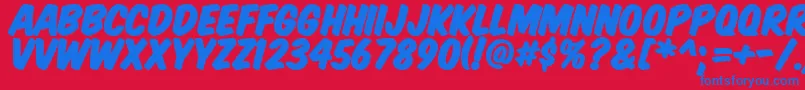 フォントKomtitp – 赤い背景に青い文字