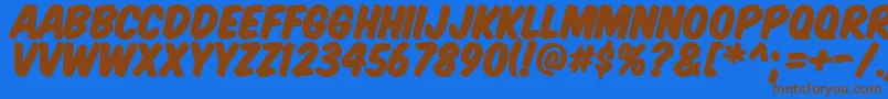 Komtitp Font – Brown Fonts on Blue Background