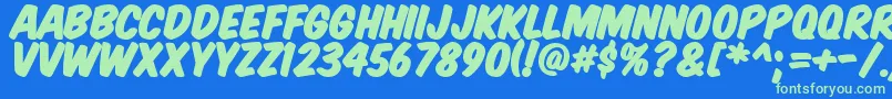 Komtitp Font – Green Fonts on Blue Background