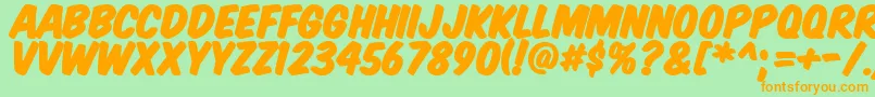 Komtitp-Schriftart – Orangefarbene Schriften auf grünem Hintergrund
