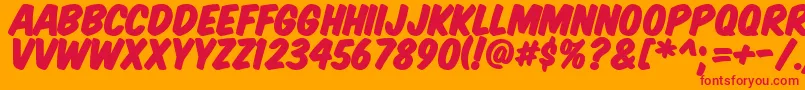 フォントKomtitp – オレンジの背景に赤い文字