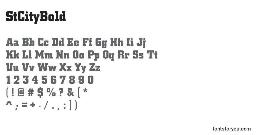 Schriftart StCityBold – Alphabet, Zahlen, spezielle Symbole