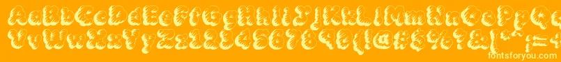 MckloudTempest-Schriftart – Gelbe Schriften auf orangefarbenem Hintergrund