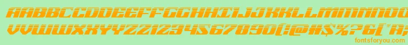 21gunsalutehalfital-Schriftart – Orangefarbene Schriften auf grünem Hintergrund