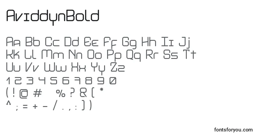 Czcionka AviddynBold – alfabet, cyfry, specjalne znaki