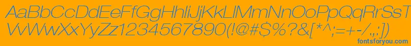 Heaveneticaextd3Thinoblsh Font – Blue Fonts on Orange Background