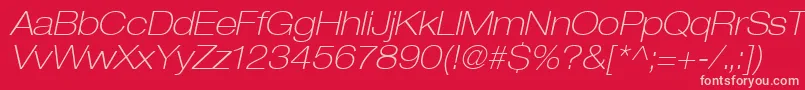 Heaveneticaextd3Thinoblsh Font – Pink Fonts on Red Background