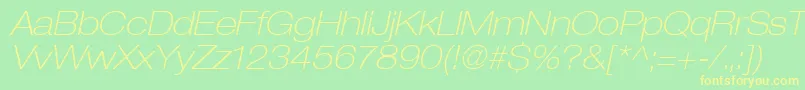 Heaveneticaextd3Thinoblsh Font – Yellow Fonts on Green Background