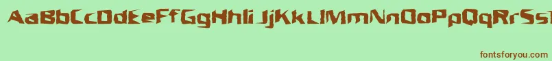 UnresponsiveBrk-Schriftart – Braune Schriften auf grünem Hintergrund