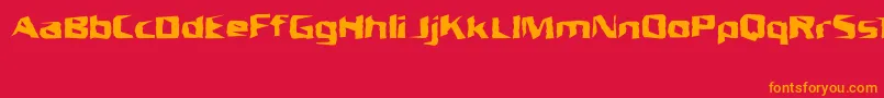 UnresponsiveBrk-Schriftart – Orangefarbene Schriften auf rotem Hintergrund