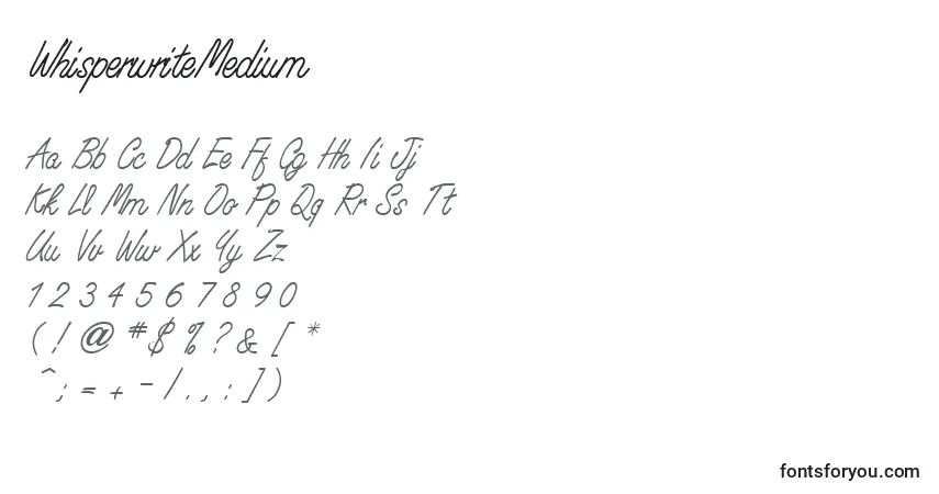 Fuente WhisperwriteMedium - alfabeto, números, caracteres especiales