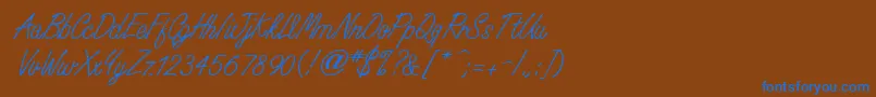 フォントWhisperwriteMedium – 茶色の背景に青い文字