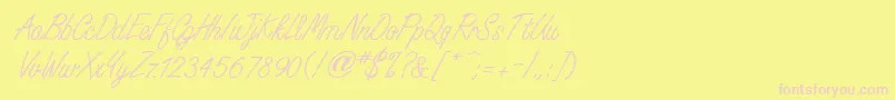 Fonte WhisperwriteMedium – fontes rosa em um fundo amarelo
