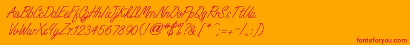 フォントWhisperwriteMedium – オレンジの背景に赤い文字