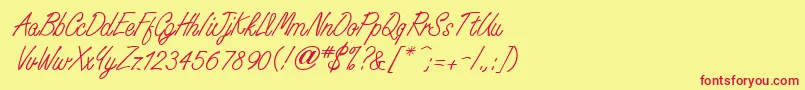 WhisperwriteMedium Font – Red Fonts on Yellow Background