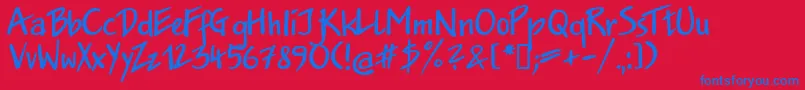 Jakob.KzBold Font – Blue Fonts on Red Background