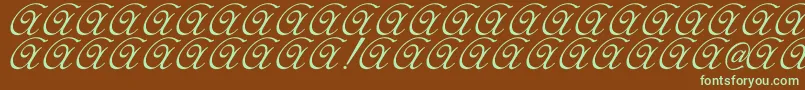 フォントElzevir – 緑色の文字が茶色の背景にあります。