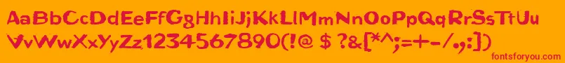 BrutaWoodcut Font – Red Fonts on Orange Background