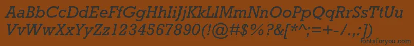 RockwellstdItalic-fontti – mustat fontit ruskealla taustalla