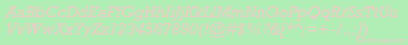 RockwellstdItalic-fontti – vaaleanpunaiset fontit vihreällä taustalla