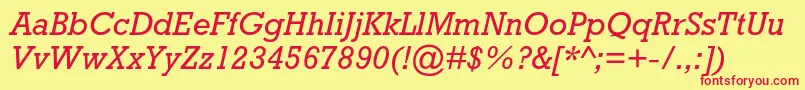 RockwellstdItalic Font – Red Fonts on Yellow Background