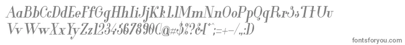 フォントGlamor Boldcondenseditalic – 白い背景に灰色の文字